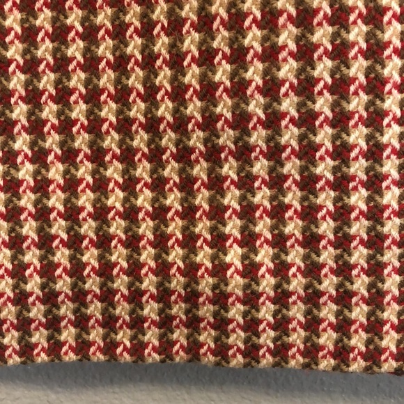 Ann Taylor LOFT skirt women's size 10P petite red brown hounds tooth wool EUC - Picture 2 of 9